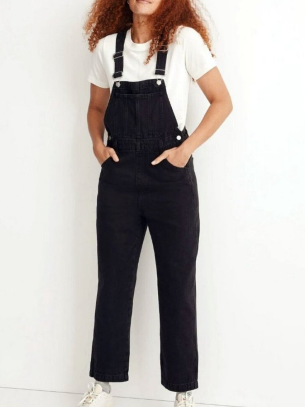 Madewell Straight Leg Denim Overalls Lunar Wash Black Size Small S